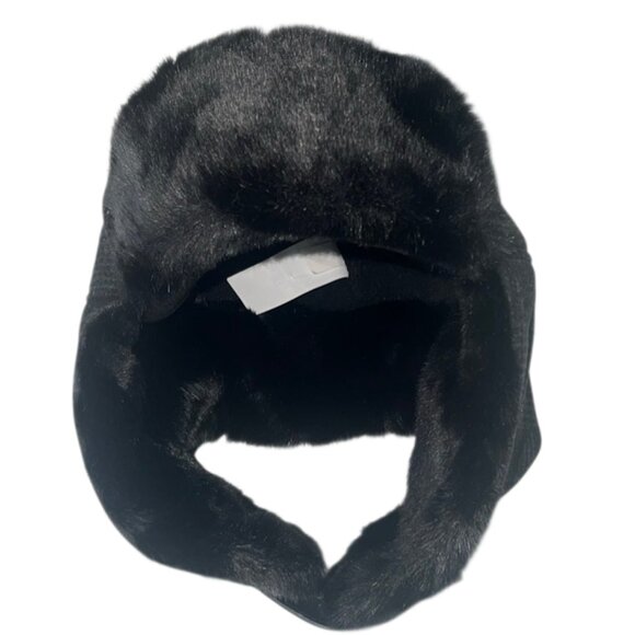 Banana Republic Glen Check Black and Grey Plaid Fur Detail Hat S/M - Picture 2 of 10